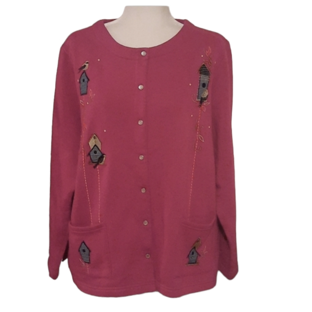 Breckenridge Birds sweatshirt cardigan women's size 2X